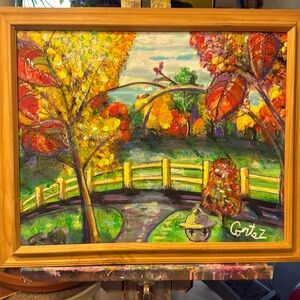My front window view 16X20 Acrylic painting by Cortez Curtis lovely outdoors.